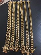 Load image into Gallery viewer, TRIPOD JEWELRY Men's Hip Hop Miami Cuban Link Chain or Bracelet - 14K or White Gold Plated Stainless Steel Cuban Link Choker Gold Chains Necklace 8mm,10mm,12mm,14mm,16mm (14K Gold - 8mm, 22.00)
