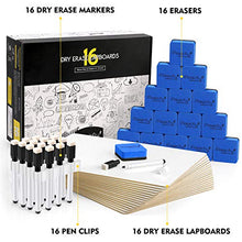 Load image into Gallery viewer, Magicfly Double-Sided Small White Board for Classroom, 9 x 12 Inches Dry Erase Lap Boards, Bulk Pack of 16 Mini White Board for Student, Kids, Teachers, Office, with 16 Pens, 16 Erasers &amp; 16 Pen Clips
