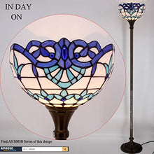 Load image into Gallery viewer, Tiffany Style Torchieres Floor Lamp Table Desk Standing Lighting White Blue Baroque Wide 12 Tall 66 Inch Stained Glass Lampshade for Living Room Bedroom Antique S003B WERFACTORY
