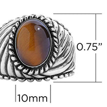 Load image into Gallery viewer, American West Sterling Silver Tiger Eye Gemstone Wide Rope Border Ring Size 11
