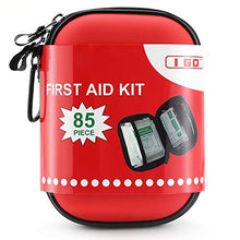 Load image into Gallery viewer, I GO 85 Pieces Hard Shell Mini Compact First Aid Kit, Small Personal Emergency Survival Kit for Travel Hiking Camping Backpacking Hunting Marine Car
