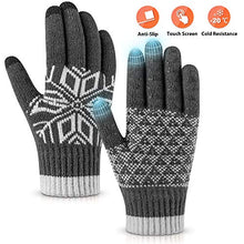 Load image into Gallery viewer, Pvendor Winter Gloves Touch Screen Warm Knit Gloves, Soft Wool Lining Elastic Cuff, Anti-Slip Rubber Design Warm Gloves for Men Women(Gray, OneSize)

