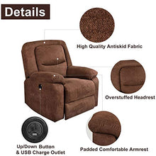 Load image into Gallery viewer, RELAXIXI Power Recliner Chair with Massage, Heat and USB Charge Port - Electric Recliner for Elderly - Soft Fabric Sofa for Home, Living Room
