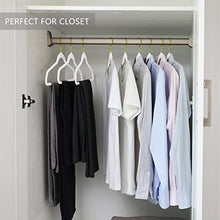 Load image into Gallery viewer, MIZGI Premium Velvet Hangers Pack 50 Pcs Heavyduty - Non Slip Slimline - Velvet Suit Hangers White - Gold Hooks,Space Saving Clothes Hangers (White) … …

