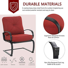 Load image into Gallery viewer, MFSTUDIO 7 Piece Outdoor Patio Dining Set 6 Spring Motion Cushion Chairs, 1 Rectangular Table with 1.57" Umbrella Hole Furniture Sets for Lawn Backyard Garden
