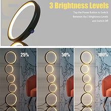 Load image into Gallery viewer, JIRTH LED Floor Lamp for Living Room 3 Brightness Levels Dimmable Touch Switch Modern Ring Tall Standing Lamp 42 Inches 36w Art Deco Floor Light for Bedroom Home Office Reading (Black)
