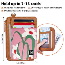 Load image into Gallery viewer, MOGEWOE Credit Card Holder Wallet for Women Slim Minimalist Wallet RFID Blocking Leather Wallets Elastic Front Pocket Wallet for Women with Zipper Pocket
