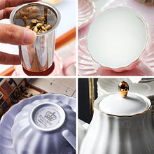 Load image into Gallery viewer, Sweejar hualisi Porcelain Sets British Royal Series, 8 OZ Cups&amp; Saucer Service for 6, with Teapot Sugar Bowl Cream Pitcher Teaspoons Strainer for Tea/Coff, 22 Piece

