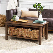 Load image into Gallery viewer, WE Furniture Rustic Wood Rectangle Coffee Accent Table Storage Baskets Living Room, 40 Inch, Dark Walnut
