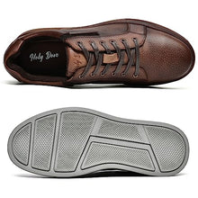 Load image into Gallery viewer, Men's Casual Oxford Dressy Sneakers Fashion Walking Shoes for Men Lychee Pattern Genuine Leather Upper Dark Brown Size 9.5

