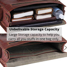 Load image into Gallery viewer, Vintage Leather Laptop Bags for Men Full Grain Large Leather Messenger Bag for Men 18 inches Rustic Look Best Leather Briefcase
