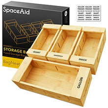 Load image into Gallery viewer, SpaceAid Bag Storage Organizer for Kitchen Drawer, Bamboo Organizer, Compatible with Gallon, Quart, Sandwich and Snack Variety Size Bag (4 Pack)
