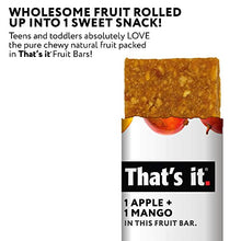 Load image into Gallery viewer, That's it. Apple + Mango 100% Natural Real Fruit Bar, Best High Fiber Vegan, Gluten Free Healthy Snack, Paleo for Children &amp; Adults, Non GMO No Sugar Added, No Preservatives Energy Food (12 Pack)
