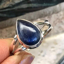 Load image into Gallery viewer, Natural Cabochan Royal Blue Kyanite 925 Solid Sterling Silver Engagement Ring Size 7.25, 8.5
