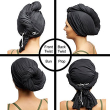 Load image into Gallery viewer, THE PERFECT HAIRCARE Microfiber Hair Towel Wrap Ultra-Fine Anti-Frizz Turban That Never Falls Off - Curly Girl Method Approved &amp; Big (40' x 27.5") - Black
