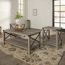 Load image into Gallery viewer, Walker Edison 3-Piece Rustic Wood and Metal Coffee Table Set in Gray Wash
