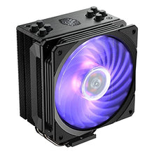 Load image into Gallery viewer, Cooler Master Hyper 212 Black Edition RGB CPU Air Cooler, SF120R RGB Fan, Anodized Gun-Metal Black, Brushed Nickel Fins, 4 Copper Direct Contact Heat Pipes for AMD Ryzen/Intel LGA1151
