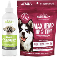 Load image into Gallery viewer, Mighty Petz Dog Ear Cleaner Solution MAX Hemp Glucosamine for Dogs Pouch
