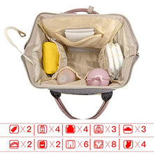 Load image into Gallery viewer, Qimiaobaby Diaper Bag Backpack, Baby Nappy Storage Travel Bag，With Bottle Bag,Stroller Belt And Diaper Changing Pad (Pink Gray)
