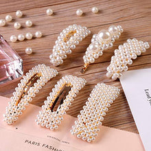 Load image into Gallery viewer, 12 Pcs Pearl Hair Clips Large Hair Clips Pins Barrette Ties Hair for Women Girls Elegant Handmade Fashion Hair Accessories Pearl Hair Clips for Party Wedding Daily
