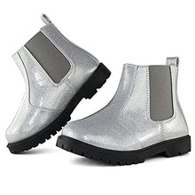 Load image into Gallery viewer, Tobfis Girl's Fashion Glitter Chelsea Boot Ankle Boots,Black PU,5 M US Big Kid
