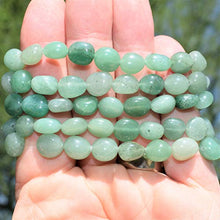 Load image into Gallery viewer, CHARGED Green Aventurine Crystal Bracelet Tumble Polished Stretchy + Selenite Heart Charging Crystal (GAIN CREATIVITY, COURAGE, INDEPENDENCE, PROSPERITY - BALANCES EMOTIONS) [REIKI] (Freeform Nugget)
