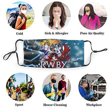 Load image into Gallery viewer, Vigikod RWBY Face Cover for Kids Child Teen Reusable Mouth Dust Cover Adjustable with 5 Layers Activated Carbon Filter Bandanas Breathable 5 PCS
