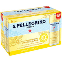 Load image into Gallery viewer, S.Pellegrino Essenza Lemon Lemon Zest Flavored Mineral Water, 11.15 fl oz. Cans (8 Count)
