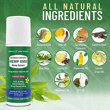 Load image into Gallery viewer, Hemp Emu Roll-on Gel - Made in USA - 3 fl oz - Natural Gel for Discomfort in Knees, Joints and Lower Back - Hemp Oil Extract Gel with Emu Oil &amp; Menthol
