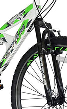 Load image into Gallery viewer, TITAN Pathfinder Elite, Green, Silver and White 26” Full Suspension Unisex MTB, high-tensile Steel Frame and Alloy Fork, V-Style Braking System, Double Wall Alloy Rims, 21 Speed Shimano Gear System.
