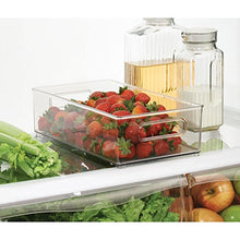 Load image into Gallery viewer, iDesign Plastic Portable Deep Storage Bin with Handles for Organizing Refrigerator, Freezer, Pantry, BPA-Free,8" x 4" x 14.5", Clear

