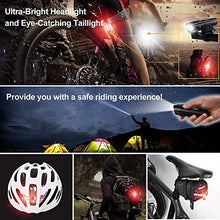 Load image into Gallery viewer, Ascher Ultra Bright USB Rechargeable Bike Light Set, Powerful Bicycle Front Headlight and Back Taillight, 4 Light Modes, Easy to Install for Men Women Kids Road Mountain Cycling
