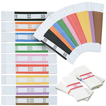 Load image into Gallery viewer, 300 Pack Money Bands for Cash, Self-Adhesive Currency Straps for Bill Wrappers, 9 Standard Colors (7.75 x 1.25 In)
