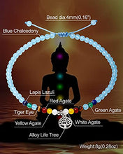 Load image into Gallery viewer, XHUUU Blue Chalcedony with 7 Chakra Anklet Bracelets The Life of Tree Beach Foot Gemstones Healing Crystals Wave Anklets for Women
