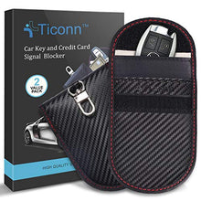 Load image into Gallery viewer, Faraday Bag for Key Fob (2 Pack), TICONN Faraday Cage Protector - Car RFID Signal Blocking, Anti-Theft Pouch, Anti-Hacking Case Blocker (Carbon Fiber Texture)
