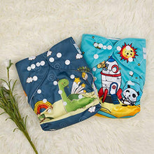 Load image into Gallery viewer, babygoal Reusable Cloth Diapers for Baby Boys, One Size Adjustable Washable Pocket Nappy Covers 6 Pack+ 6pcs Microfiber Inserts+4pcs Bamboo Inserts 6FB15
