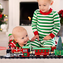 Load image into Gallery viewer, iBaseToy Christmas Train Set with Controllable Sound &amp; Light, Battery Powered Train for Christmas Tree, kids Train Toy Set with 52"Railway Track &amp; 4 Cars, Gift for 3 4 5 6 Year Old Boys Girls Toddlers
