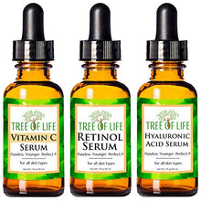 Load image into Gallery viewer, Anti Aging Serum 3-Pack for Face - Vitamin C Serum, Retinol Serum, Hyaluronic Acid Serum - Face Serum Full Regimen
