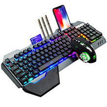Load image into Gallery viewer, Wireless Gaming Keyboard and Mouse,RGB Backlit Rechargeable Keyboard Mouse with 4800mAh Battery Metal Panel,Removable Hand Rest Mechanical Feel Keyboard and 7 Color Gaming Mute Mouse for PC Gamer
