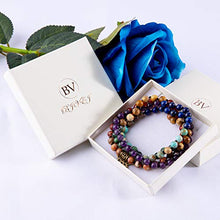 Load image into Gallery viewer, Bivei 7 Chakra 108 Mala Beads Bracelet Real Healing Gemstone Yoga Meditation Hand Knotted Mala Prayer Bead Necklace(Lotus OM-6mm Beads)
