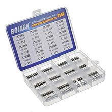 Load image into Gallery viewer, BOJACK 12 Values 60 pcs Slow Blow Glass Fuses Assortment Kit 5x20mm 250V T0.5A 1A 1.25A 1.6A 2A 2.5A 3A 3.15A 4A 5A 6.3A 10A packag in a Clear Plastic Box
