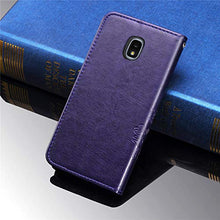 Load image into Gallery viewer, Galaxy J3 2018,J3 Achieve,J3V J3 V 3rd Gen,J3 Star,Amp Prime 3 Case,[Flower Embossed] Leather Wallet Flip Protective Case Cover with Holder and Stand for Samsung Galaxy J3 2018 J337 (Purple)
