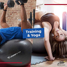 Load image into Gallery viewer, URBNFit Exercise Ball (Multiple Sizes) for Fitness, Stability, Balance &amp; Yoga Ball - Workout Guide &amp; Quick Pump Included - Anti Burst Professional Quality Design
