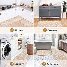 Load image into Gallery viewer, Carvapet 2 Pieces Microfiber Moroccan Trellis Non-Slip Soft Kitchen Mat Bath Rug Doormat Runner Carpet Set (17"x48"+17"x24", Beige)
