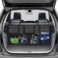 Load image into Gallery viewer, EldHus Rear Car Organizer Storage Trunk Back Seat Organizer Car Backseat Organizer Storage with Pockets, Cloth, Black

