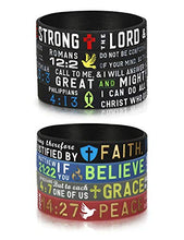Load image into Gallery viewer, Finrezio 8 PCS Power of Faith Bible Verse Wristbands Black Silicone Bracelets for Men Women Christian Religious Jewelry Gifts
