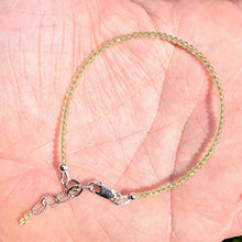 Load image into Gallery viewer, Adjustable 6.5" to 7.5" Micro-Faceted 2mm Peridot Bracelet Sterling Silver (Selenite Charged) Reiki by Zenergy Gems
