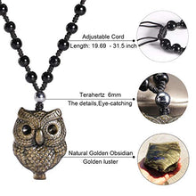 Load image into Gallery viewer, Jewever Golden Obsidian Owl Necklace Natural Stone Amulet Wellness and Wealth Gemstons Pendant for Men or Women
