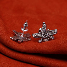 Load image into Gallery viewer, Silver Pt Farvahar Earrings Iranian Persian Farohar Earring Iran Persia Gift (Push Back)
