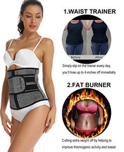 Load image into Gallery viewer, HOPLYNN Neoprene Sweat Waist Trainer Corset Trimmer Shaper Belt for Women , Workout Plus Size Waist Cincher Stomach Wraps Bands Medium Grey
